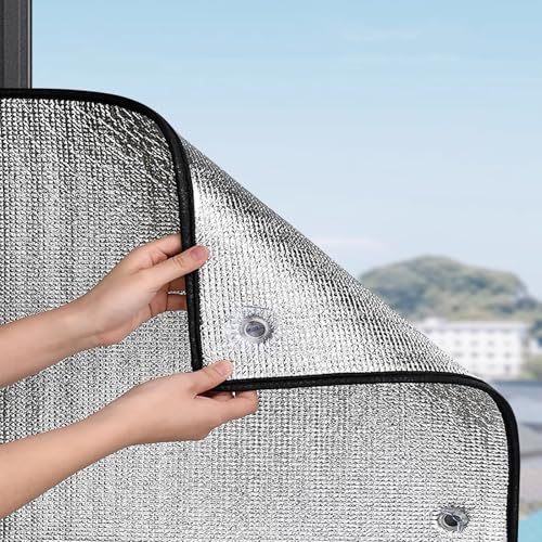 Geovne Película de Protección Solar para Ventanas Reflectante,Vinilo Opaco para Ventanas 100%,Película de Aislamiento Térmico,Lámina Aislante para Hogar Oficina,6mm (110x280cm/43 x110)