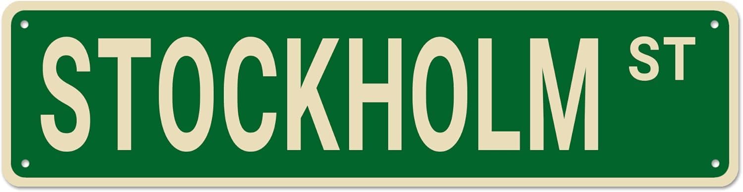 Peiyeety A005 Stockholm St Vintage Metal Tin Sign, 4X16 Inch Rustic City Themed Wall Decor, Retro Sign For Home, Garage, Waterproof Tin Sign, Durable Wall Art
