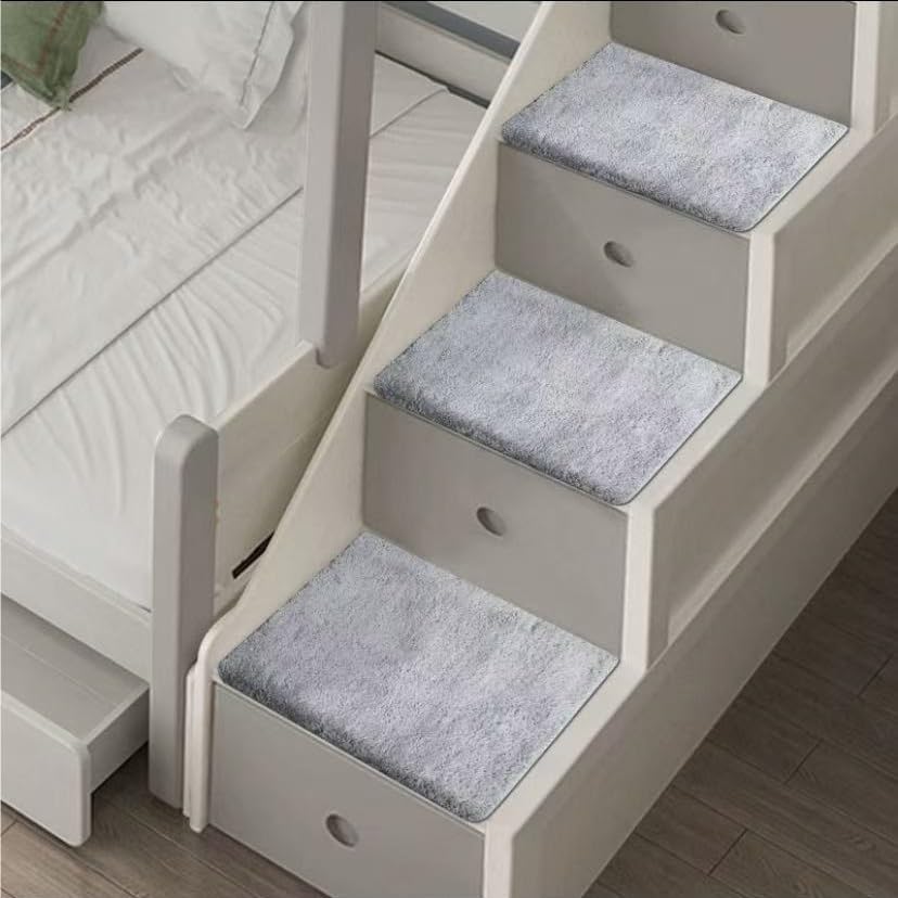 Almohadillas para escalera de cama en gris claro, peldaños suaves y seguros para dormitorios