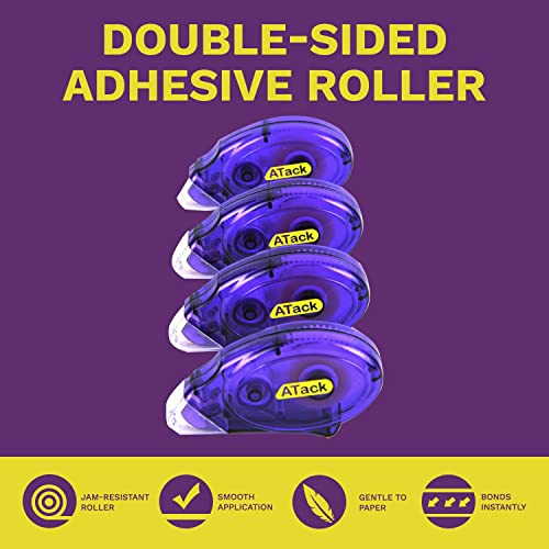 Atack Double Sided Tape Adhesive Runner Roller, 0.3-Inch By 360-Inch, 4-Pack, Permanent Double-Sided Adhesive Tape Dispenser For Scrapbooking, Card Making And Crafts | Acid-Free And Archival-Safe #TOP2
