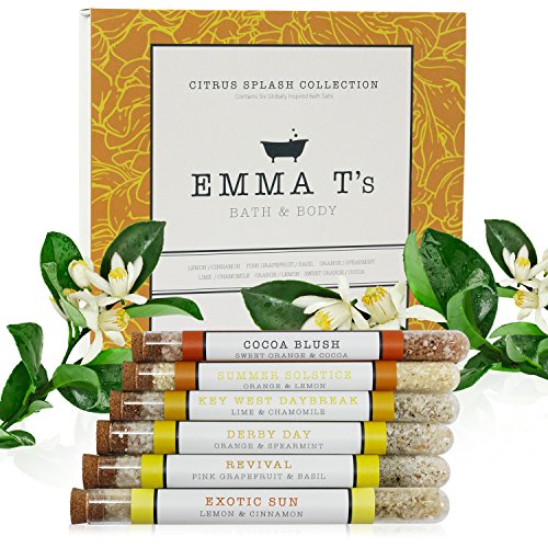 Emma T's Citrus Bath Salts for Women - Best Birthday Gifts for Women - 6 Baths - Citrus Splash Collection