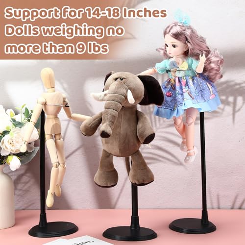 Image of Yaocom 12 Pcs Adjustable Doll Stand Display Holder for 14 to 18 Inches Action Figure Stands with Expandable Waist Wire Bracket Support Dolls Display Rack for Home Shop Birthday Party(Black)