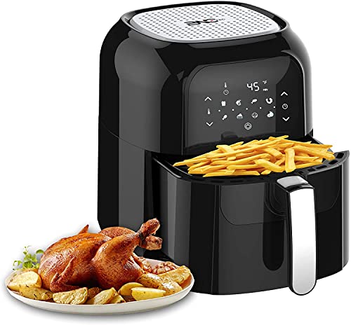Friggitrice ad Aria calda 5,5 Litri, Air fryer con 8 Programmi, Funzione Keep Warm, Display LED touch screen, Friggitrice senza olio e grassi, Senza BPA&PFOA, Potenza1400W, Manuale italiano