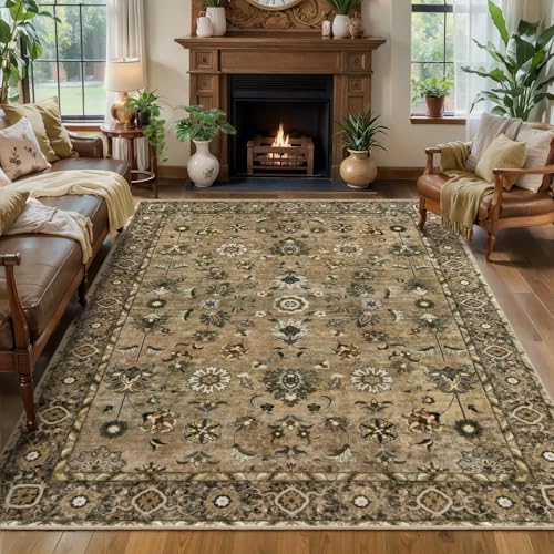 Image of Tangsoo 8x10 Washable Area Rugs for Living Room, Vintage Non Slip Large Rug