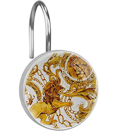 Crochets de rideau de douche lion en acier inoxydable x12