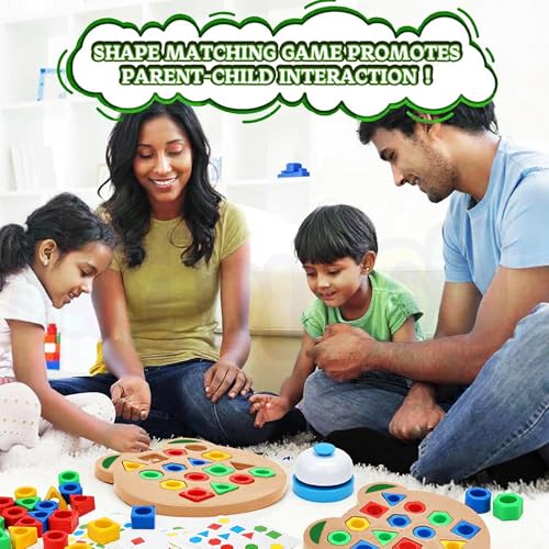 Image of Kidology Geometric Shape and Color Matching Puzzle Board Game with Bell for Kids 3+ Years | Sensory Educational, Fun and Learning Toy for Children | Ideal for Gifting, Multicolour