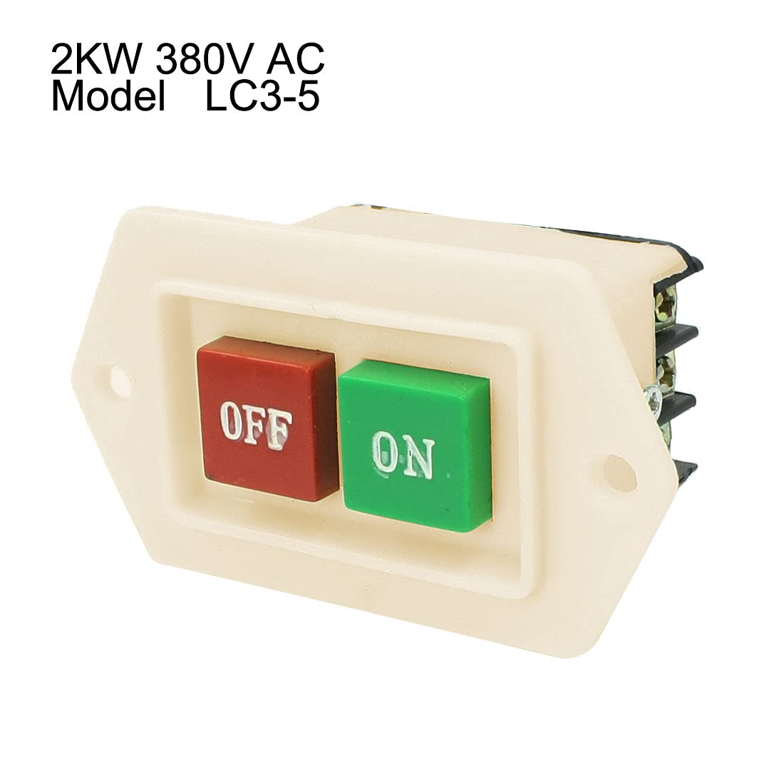 Sourcingmap LC3-5 On Off Start Stop Flush Mount Push Button Switch 2KW 380V AC, Red - Image 3