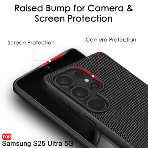 Image of TheGiftKart Back Cover Case for Samsung Galaxy S25 Ultra 5G | Slim & Lightweight | Ultra-Premium Design | Camera Protection Bump | Fabric Texture Case Cover (PC & TPU, Black)