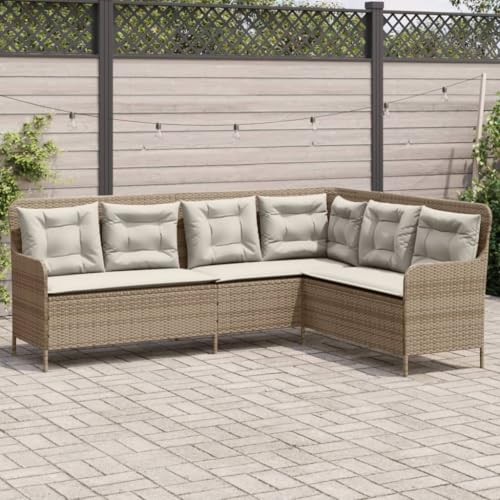 IKAYAA Poly Rattan Ecklounge 6 Personen Eckbank Gartengarnitur...