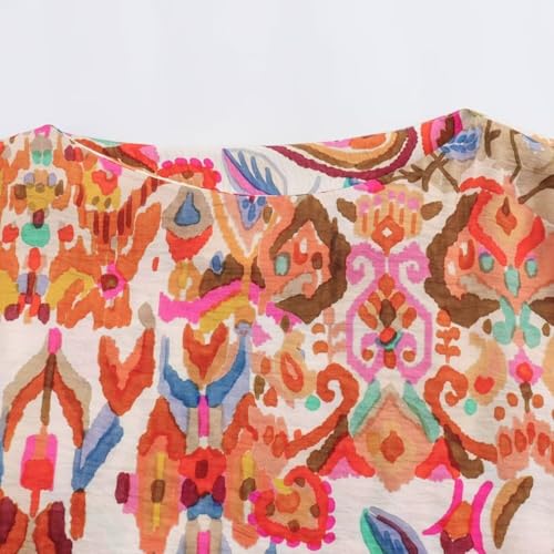 French Vacation Style Floral Print Lace Patchwork High Waisted Loose Wide Leg Pants Set Women4