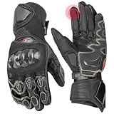 KEMIMOTO Leather Motorcycle Gloves for Men and Women, Riding Racing Gloves with ESA Cushioning Kevlar Carbon Fiber Knuckle Protection for Dirt Bike Motorbike Outdoor Sports