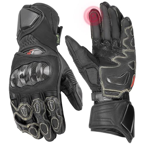 KEMIMOTO Leather Motorcycle Gloves for Men and Women, Riding Racing