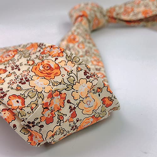 Image of Mantieqingway Men's Cotton Floral Neck Tie 2.56'' Printed Skinny Tie