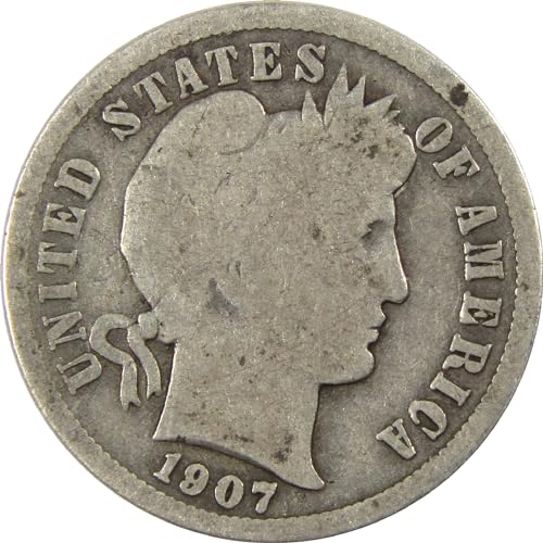 1907 Barber Dime Circulated Silver 10c Coin Collectible
