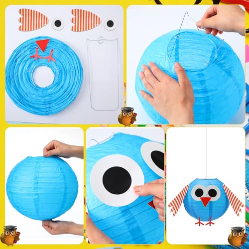 Image of Retisee 4 Pcs Back to School Classroom Decorations Owl Decor Paper Lanterns | 10 Inch Colorful Owl Ceiling Decorations, Welcome First Day of School Hanging Decor, for Kindergarten Preschool Teacher