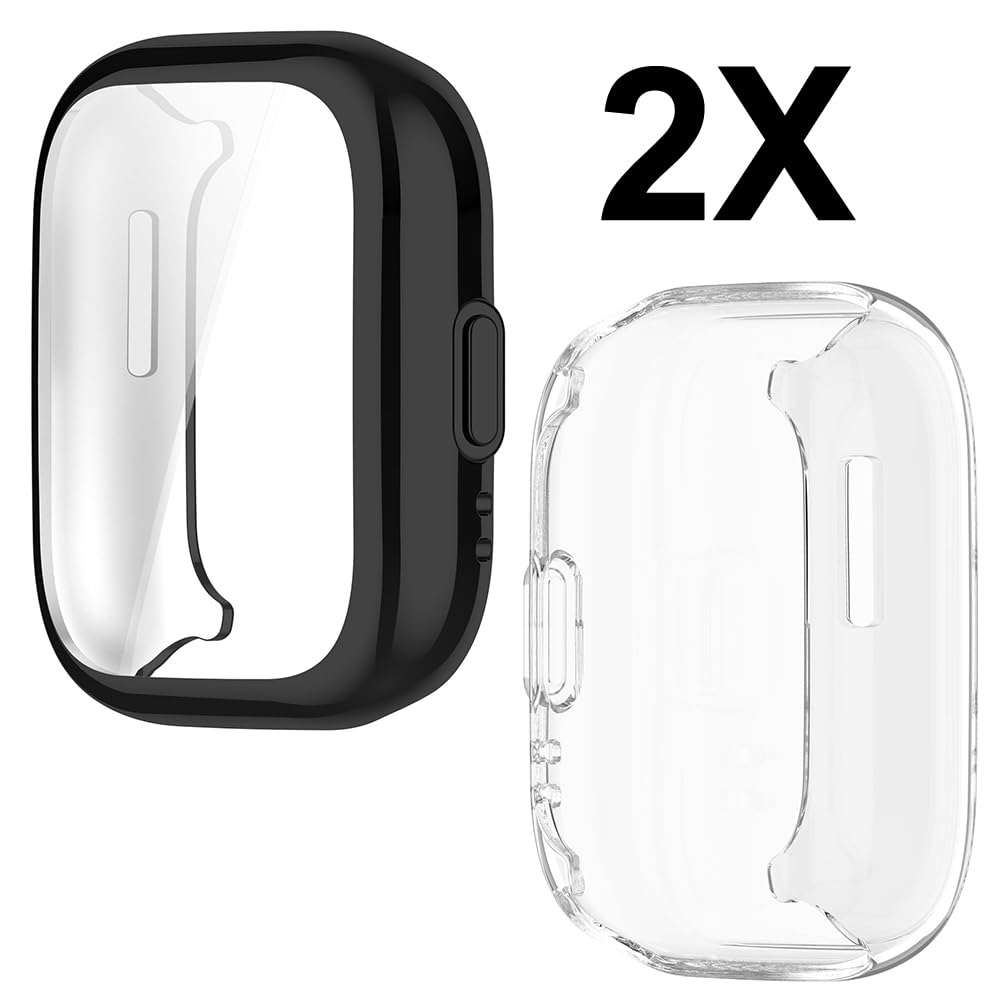 Custodia Protettiva Per Amazfit Active – 2 Pezzi, TPU Flessibile Con Protezione Schermo Integrata, Antigraffio, Colore Argento/Nero