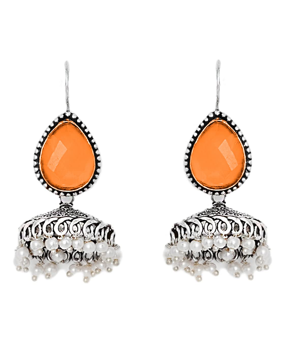 Teejh Sahasra Orange Stone Silver Oxidised Earrings For Women (B09J53ZRZB) Amazon Price History, Amazon Price Tracker