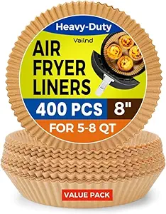 400Pcs Air Fryer Paper Liners Disposable, 8 Inch Max Xl Large Cooker Air Fryer Disposable Paper Liners, Oil Proof Parchment Sheets Round Basket Bowl Liner for Baking Cooking Food