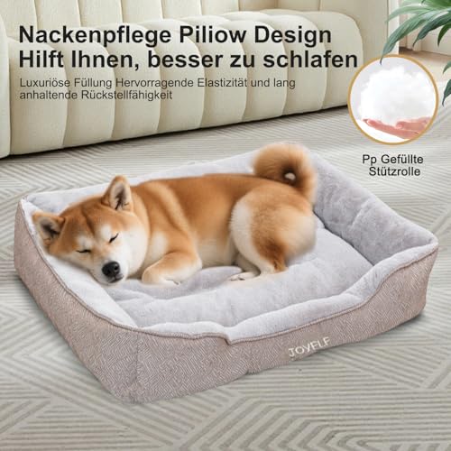 JOYELF Hundebett Waschbares beruhigendes Katzenbett, Anti-Angst-Hundebett & Sofa, süßes Flauschiges Haustier-Couchbett für Welpen, Kätzchen, kleine Hunde und Katzen - kleines Rechteck