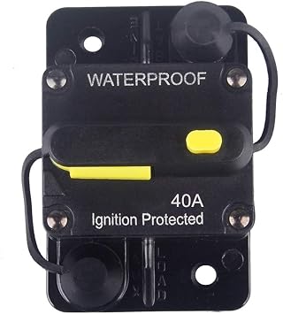40 Amp Circuit Breaker 12V- 48V DC Manual Reset Fuse for Trolling Motor Rv Marine Boat Vehicles System Protection Waterproof 40A