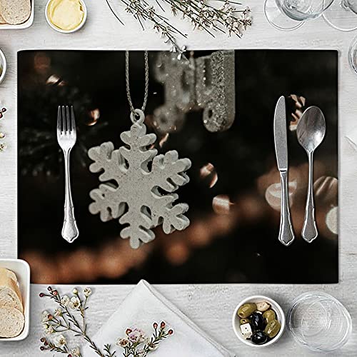 Sets de table de Noël WXKAGF blanc flocon de neige 42x32cm décoration table cuisine lot de 6