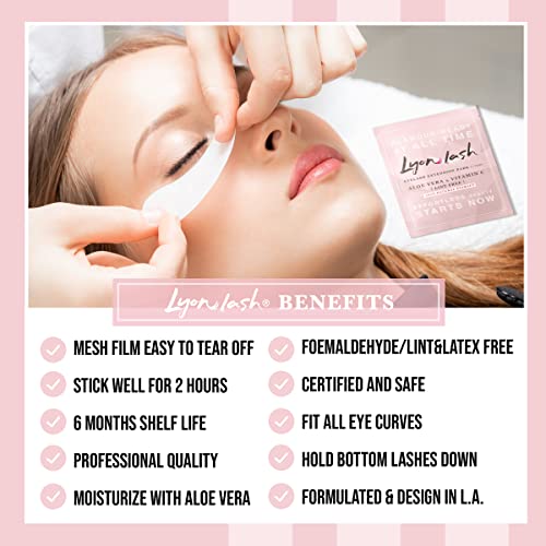 Lyon lash 100 Pairs Eyelash Extension Under Eye Gel Pads by Lyon Lash - Lint Free with Aloe Vera Hydrogel Eye Patches, Premium Eyelash Extension Supplies & Beauty Tools, Fit Most Eye Shape, Stick Well