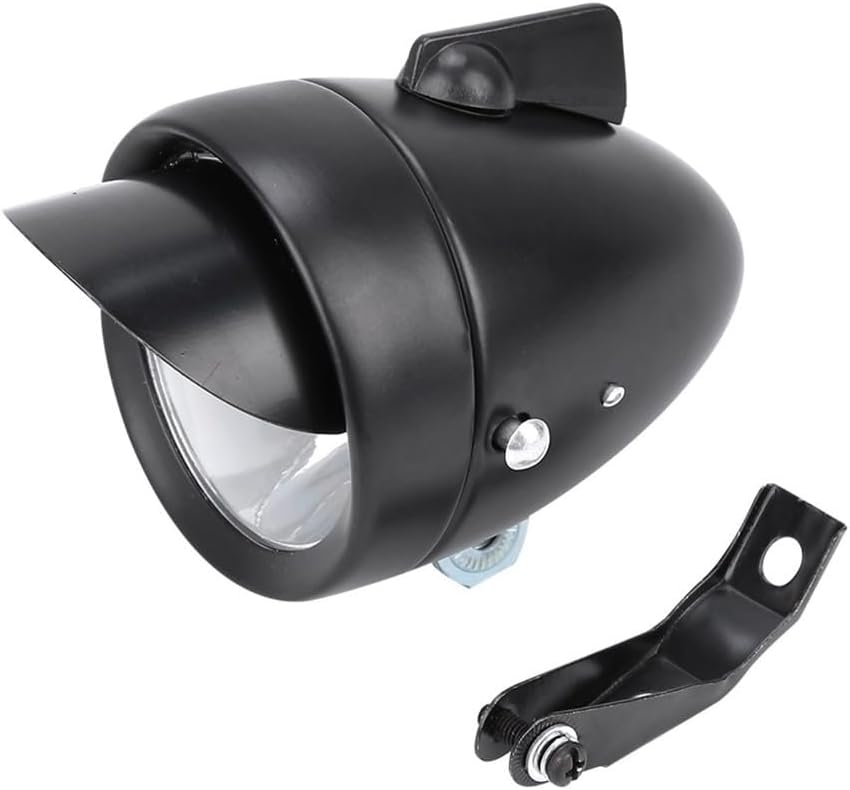 Bike Headlight LED Bike Headlight with Visor Retro Metal Frame Cycling Front Light for Night Riding Cycling Accessory(Black)