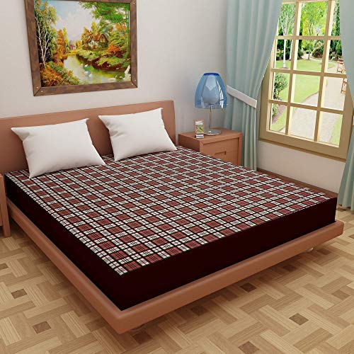 Image of Lithara Water Proof Terry Cloth Printed Mattress Protector 80x72 Inch for King Size Bed | Water Resistant Fitted Mattress Cover (Coffee Pack of 1)