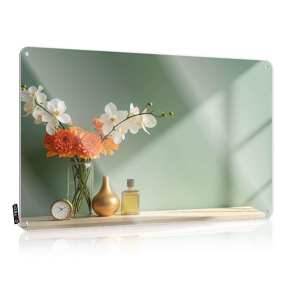 Fzfn Colour Matal Sign Room Stuff Vintage Wall Decor | Flowers In Vase On Table With Clock. Decorative Reusable For Premises Home Decoration(30X40cm)