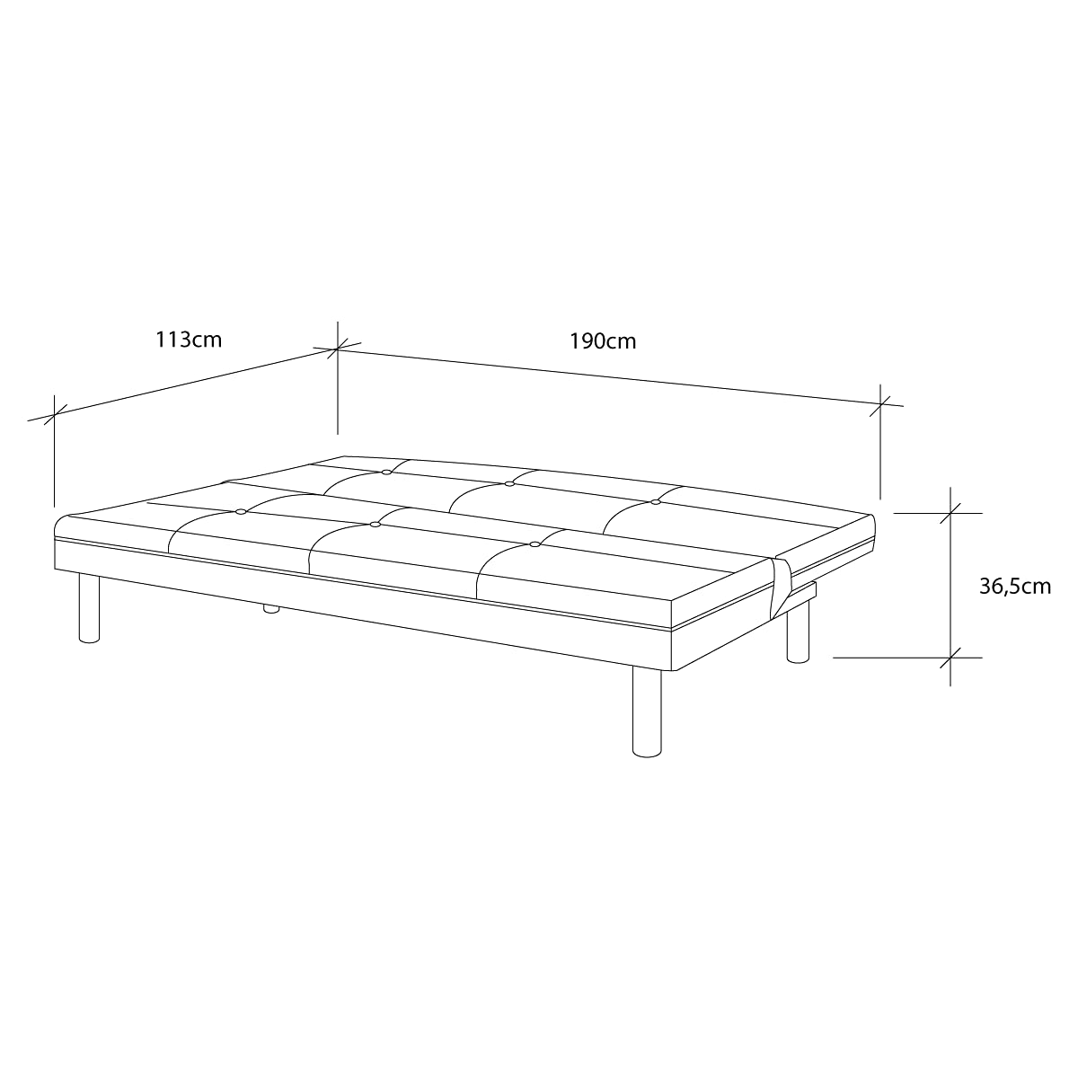 Home Heavenly® Sofá Cama Sol Clic clac 3 plazas 86,5 x 190 x 88 cm sofá Cama Plegable con Patas Alta, Color Gris