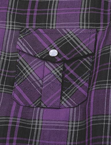 Image of COSLAND Boy's Toddler Cotton Western Short Sleeve Button Down Plaid Shirt, 4-14 Years
