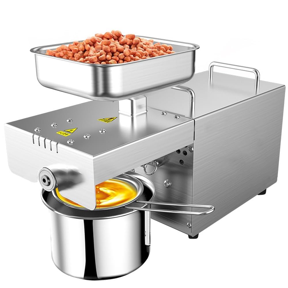 HADECOLL Commercial Oil Press Machine, 600W Electric Automatic Oil Press, Stainless Steel Cold Hot Press, for Peanuts, Sesame Seeds, Rapeseed, Walnut Kernels,