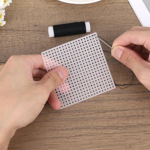 Image of 12pcs Plastic Mesh Canvas Sheets, 14 CT Multiple Shapes Plastic Mesh Screen Craft Canvas Sheets for Cross Stitch Embroidery Aida Cloth Needlepoint DIY Crochet Projects
