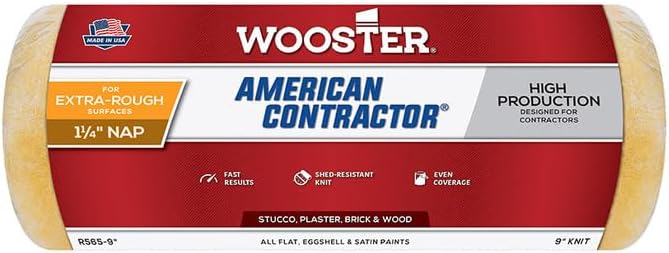12 Pack of 9″ x 1-1/4″ Nap Wooster R565 White American Contractor High Capacity Roller Cover