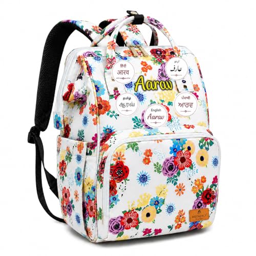 Image of Motherly Patented Diaper Bag Backpack for Moms | Waterproof Baby Travel & Maternity Bag | Spacious Nappy Bag with Insulated Bottle Pockets & Warranty (Floral Series)