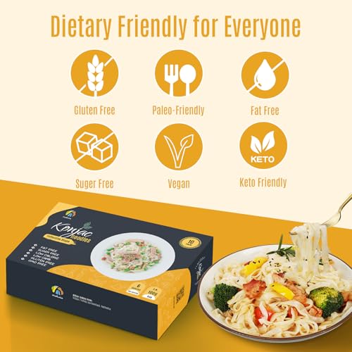 Image of Hethstia Konjac Noodle Low-Carb Fettuccine Shirataki Noodles Keto Low Calorie Pasta Gluten Free, Vegan, Paleo-Friendly (5 oz, 10-Pack)