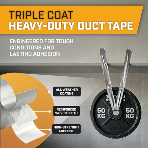 Image of Lockport Duct Tape Heavy Duty Waterproof,20 Yards x 2 Inch,Strong Adhesive Roll for Indoor & Outdoor Repair,No Residue,Tear by Hand - Duct Tape Bulk Value (Silver, 1-Pack (60 Yards x 2 Inch))