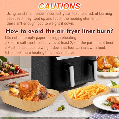 BYKITCHEN Air Fryer Liners for Philips Dual Air Fryer 3L & 6L, Tefal 5.2L & 3.1L, Cookwise 3L & 6L, Lakeland/Salter Dual Air Fryer (150PCS) - Image 5