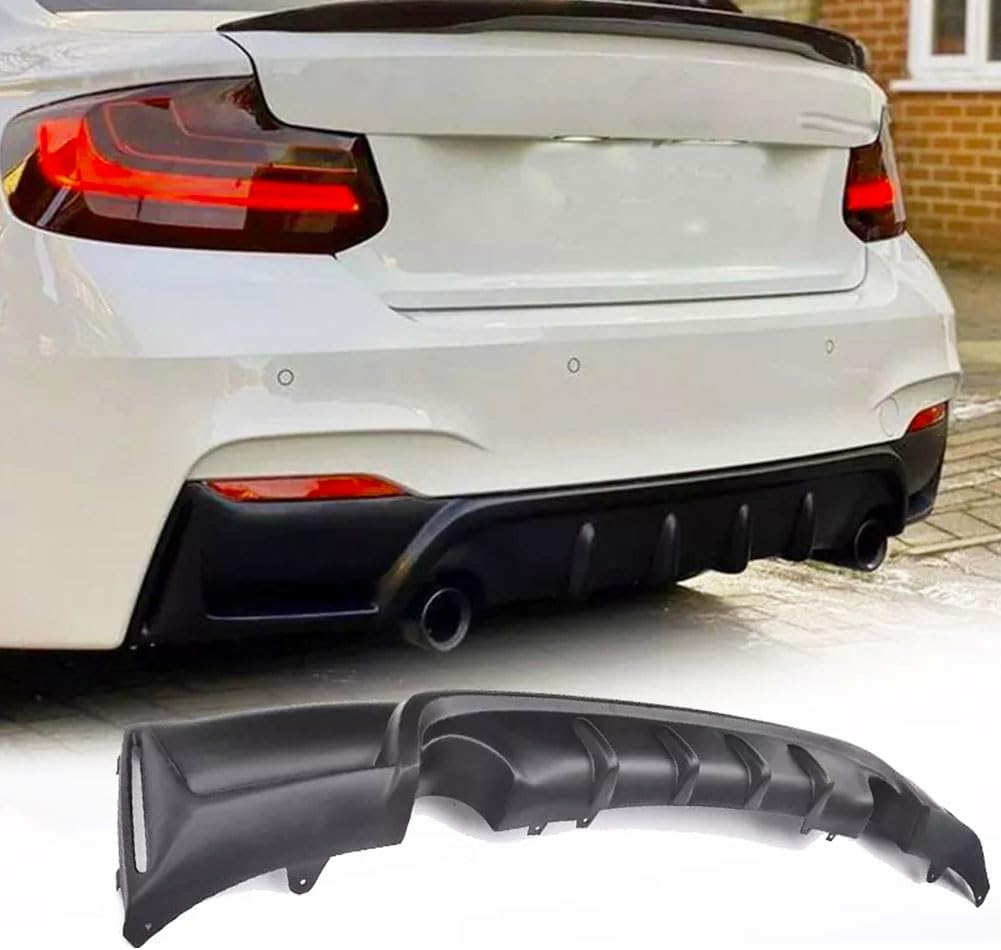 Matte Black Rear Diffuser fits for BMW 2 Series F22 F23 M Sport 2Doors 2014-2018 Customized 220i 228i 230i M235i M-Tech Auto Fiberglass FRP Lower Bumper Lip Spoiler Body Kit