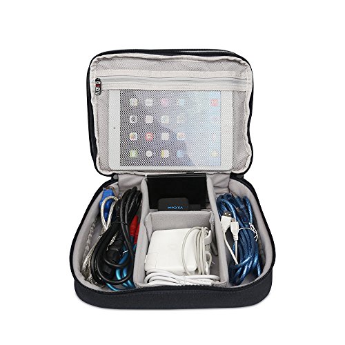 BUBM 9.7'' Tablet Cable Managment Handbag Travel Gear Electronics Accessories Organizer Carrying Packing Bag Camera Pouch for iPad Mini (L,Black,9.7'')