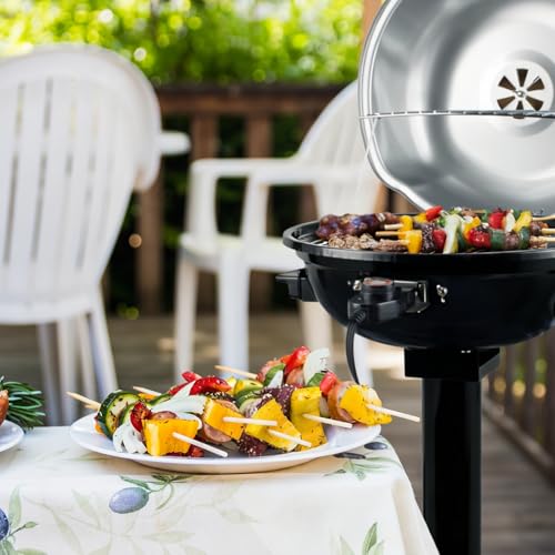 Electric Grill, Techwood Indoor/Outdoor Electric BBQ Grill, 1600W Portable Removable Stand Grill with Adjustable Heat & Drip Tray, Double Layer Design for Party, Patio & Backyard, Dust Cover(Silver) by Techwood - Image 7