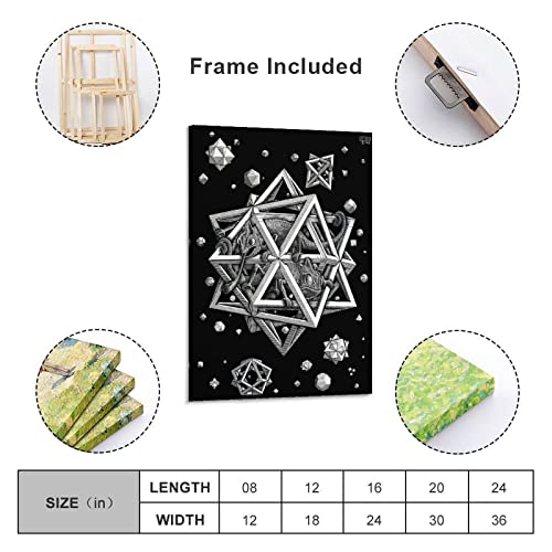 Black And White Art Print Lizard Poster Mc Escher Room Decor Posters Wall Art Paintings Canvas Wall Decor Home Decor Living Room Decor Aesthetic 24X36Inch(60X90Cm) Frame-Style #TOP1