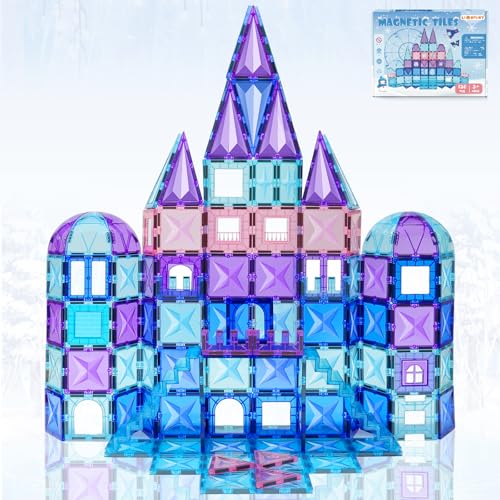 Image of LionFuny 130PCS Magnetic Tiles, 3D Diamond Magnetic Blocks, Magnet Tiles for Kids Age 3-5 4-8 8-12, STEM Sensory Educational Magnet Toys for Kids Girls Boys Birthday Xmas Gifts