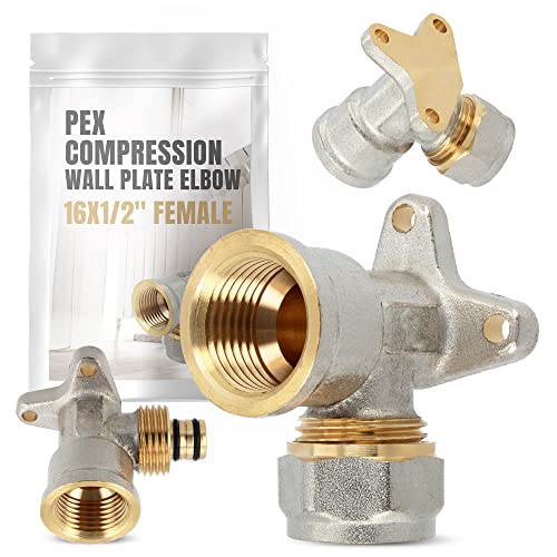 PEX arco con disco da parete 16 x 1/2" IG, riscaldamento ad acqua, raccordo a vite, a compressione, piastra da parete, gomito, tubazione, raccordo per tubazioni, sistemi di riscaldamento sanitari
