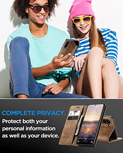 Aicase For Galaxy S23 Wallet Case Pu Leather Flip Folio Strong Magnetic Closure Protective Cover Credit Card Holder Kickstand Function Men Women For Samsung Galaxy S23 6.1" 2023 Brown #TOP4