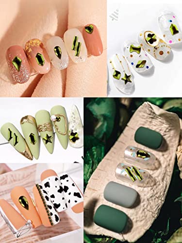 Ebanku Nail Art Rhinestones Kit For Halloween 3100Pcs Green Flatback Nail Gems Multi Shapes Nail Jewels With Organizer 3D Glass Crystal Diamonds And Gems For Christmas Halloween Nail Art #TOP5