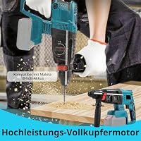 Bohrhammer für Makita Akku 18V, 3-in-1 Bürstenloser Schlagbohrmaschine mit 7 Stück Bohrer, Handschuhe, 3 Betriebsarten, Anti-Vibrationsgriff und Sicherheitskupplung (ohne Akkus und Ladegerät) – Ansicht 6