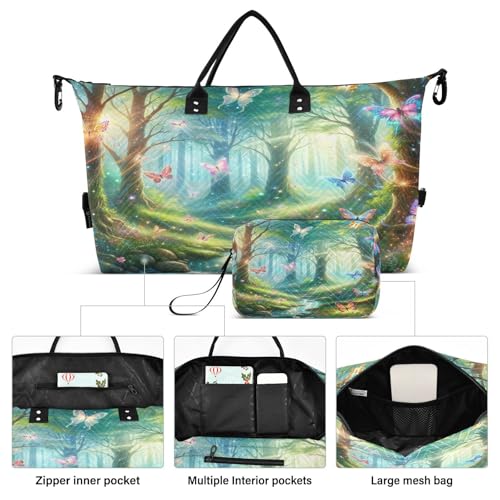 ​​Large Foldable Travel Duffel Bag, Waterproof Gym Bag for Men & Women, Carry-On Luggage Weekender Overnight Bag, Enchanted Fairy Forest2