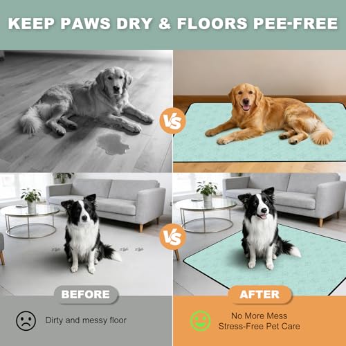 Image of Washable Pee Pads for Dogs 2 Pack, Reusable Waterproof Leak-Proof Puppy Training Pads, Super Absorbent Non-Slip Dog Whelping Pads for Crate, Playpen, Bed & Floor (18 inchx24 inch Green)