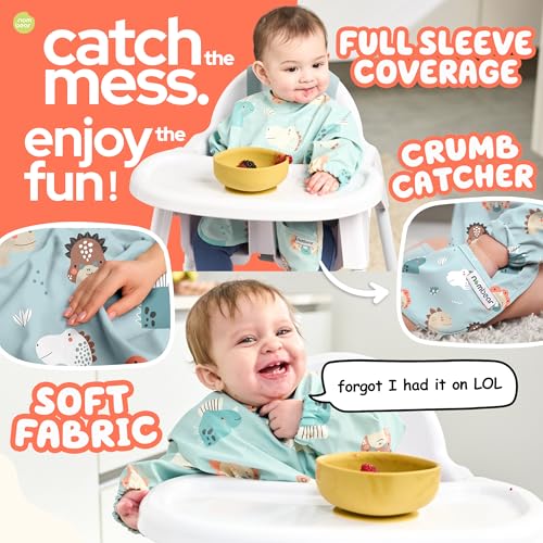 Waterproof Smock Baby Bibs for Eating and Baby Led Weaning - Long Sleeve Bib for Boys and Girls 6-12 Months3